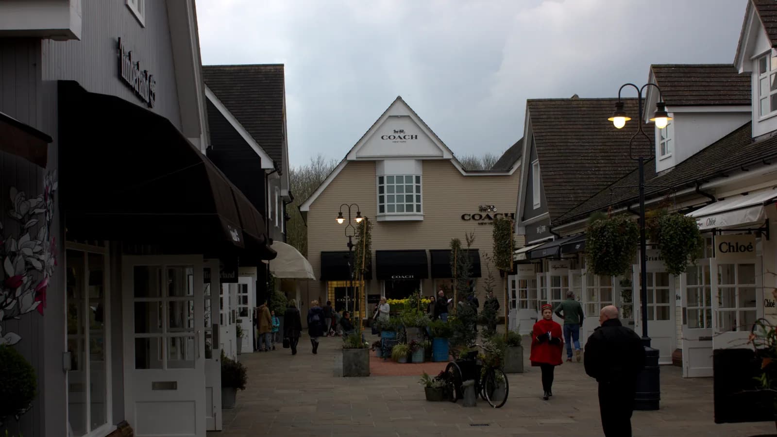 Bicester Village outlet shopping village in Bicester, UK at the main entrance